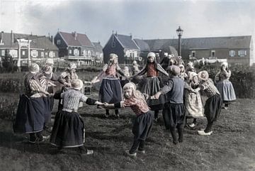 Dancing children at Marken in costume around 1930s