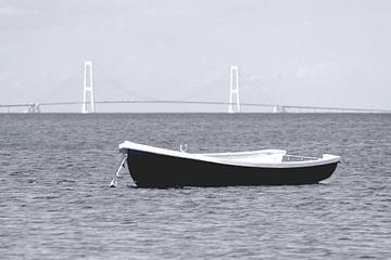 Storebælt Bridge with a Boat