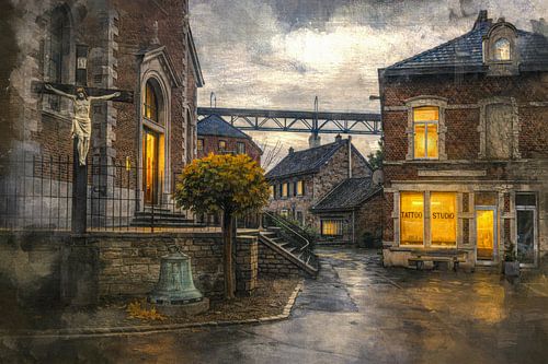 Evening on the quiet square by Geert Van Baelen