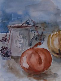 Still life with pumpkin and elderberry by arte factum berlin