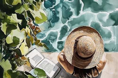 Leaves, Book and Blue Reflections