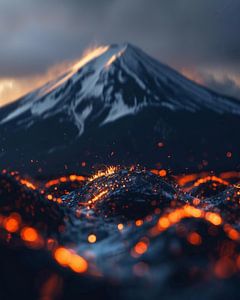 Majestätischer Fuji im Nebel
