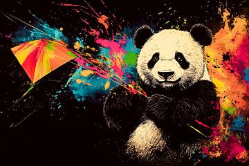 Panda met kleurrijke vlieger van Imperial Art House