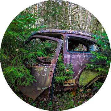 Verroeste, verlaten auto in het bos van Patrick Verhoef