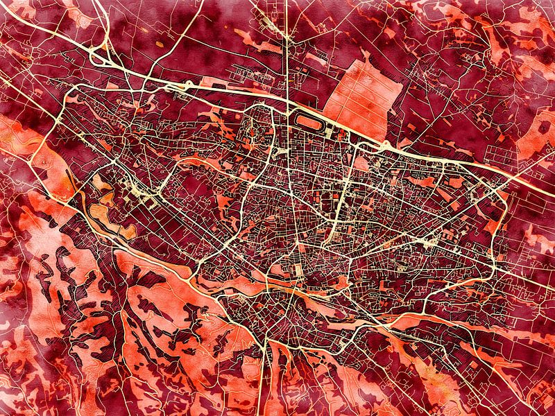 Carte de Pau avec le style 'Amber Autumn' par Maporia