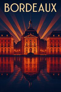 Bordeaux Art Deco Poster - Place de la Bourse Reflexionen