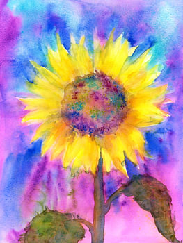 Regenbogen Sonnenblume Aquarellgemälde