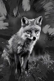 Realistic fox in black and white by Imperial Art House