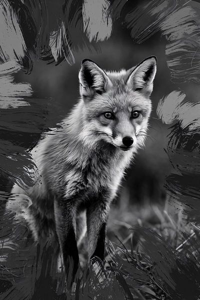 Realistic fox in black and white by Imperial Art House