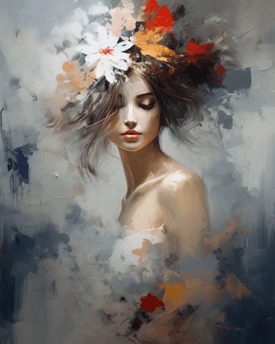 Modernes und abstraktes farbenfrohes Porträt