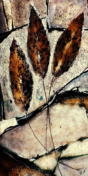 Autumn - leaves on stone by Christine Nöhmeier