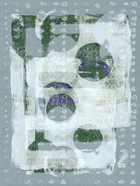 Abstrakte Formen und Linien in warmem Hellgrau und Grün von Dina Dankers