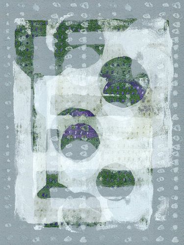 Abstracte vormen en lijnen in warm lichtgrijs en groen