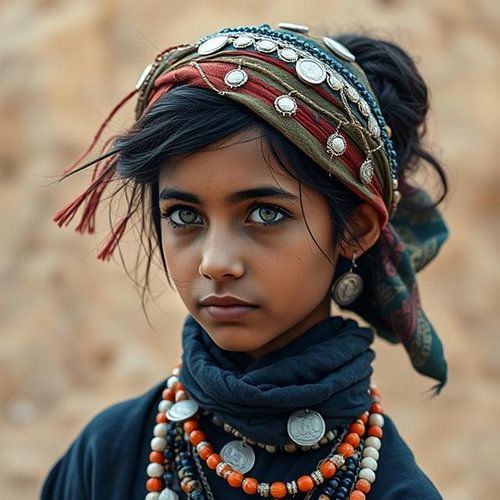 een berber meisje met authentieke kleding.