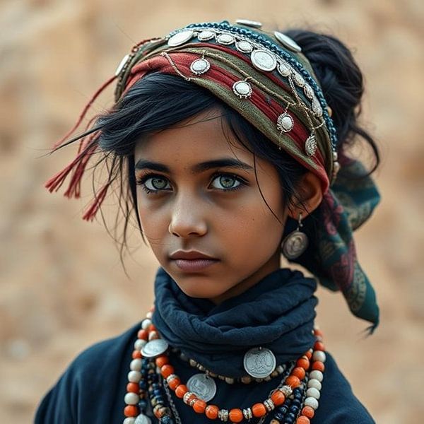 een berber meisje met authentieke kleding. van J.a Dijkstra
