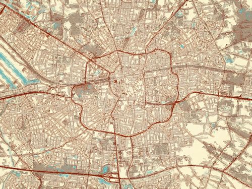 Kaart van Enschede in de stijl Blauw & Crème