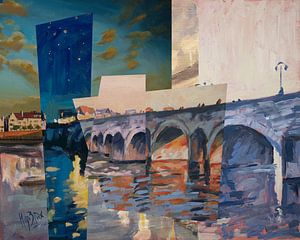 Collage Saint Servatius bridge (north side) at Maastricht