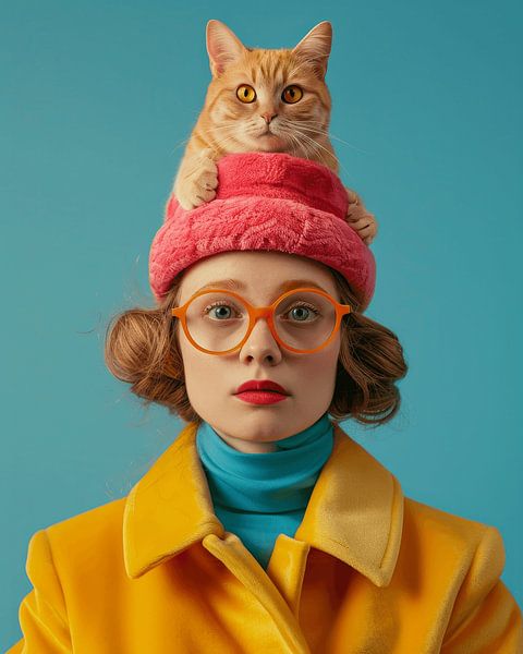 Buntes Porträt &quot;Katzenliebe&quot; von Studio Allee