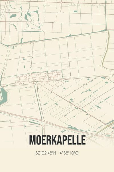 Vieille carte de Moerkapelle (Hollande du Sud) par Affiches de lieux