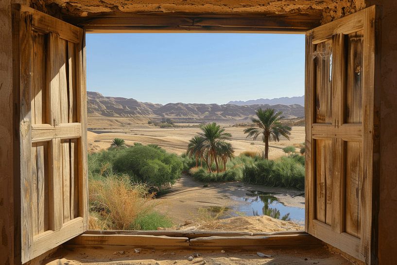 Fensterblick auf die Oase von Poster Art Shop