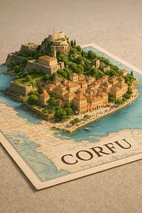 Korfu Alte Festung 3D Karte - Ionische Insel Wanddekoration