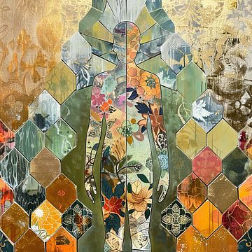 Schilderij Mozaïek | Enigmatic Floral Mosaic van Kunst Kriebels