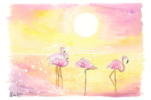 Tropical Beach Vibes avec des flamants roses au soleil