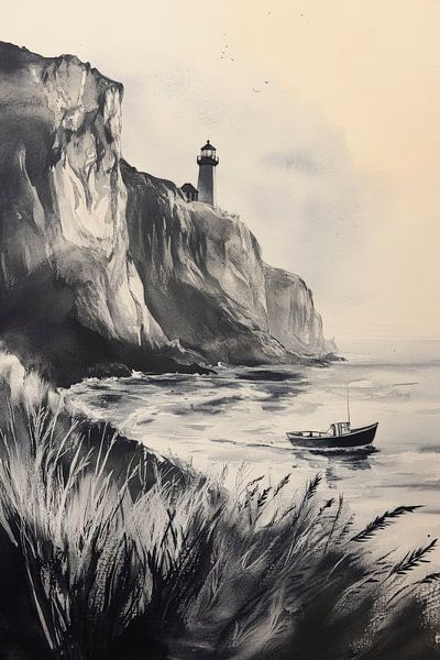 Lighthouse above a calm coast by Poster Art Shop