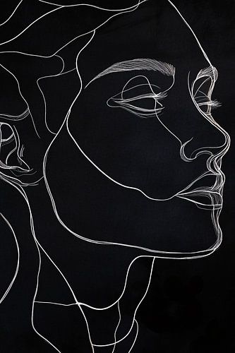 Minimalistisch portret in lijnkunst