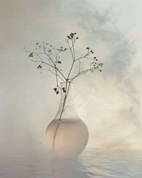 Nature morte avec des fleurs dans le style japonais sur Japandi Art Studio