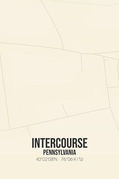 Vieille carte d'Intercourse (Pennsylvanie), USA. sur Rezona