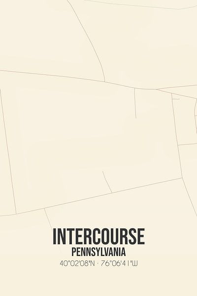 Vieille carte d'Intercourse (Pennsylvanie), USA. par Affiches de lieux
