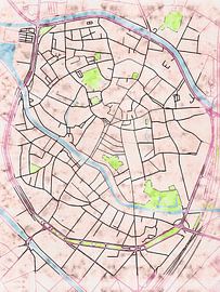 Map of Mechelen centrum with the style 'Soothing Spring' by Maporia