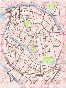 Karte von Mechelen centrum im stil 'Soothing Spring'