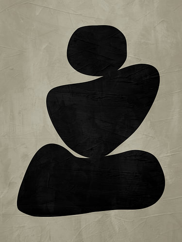 Abstract, geometric, minimalist art featuring organic forms in earth tones.