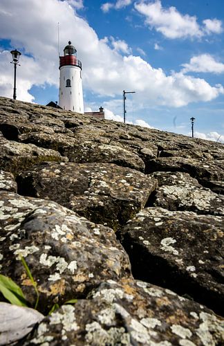 De Vuurtoren Op Urk In Nederland vanuit Laag Perspectief
