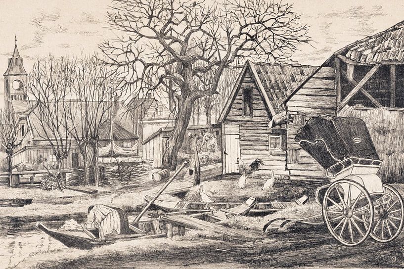 Village by the water, Otto Hanrath, 1924 by Atelier Liesjes