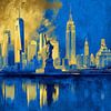 New York Skyline in Blau und Gold von ARTemberaubend