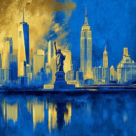 The New York skyline in blue and gold by ARTemberaubend