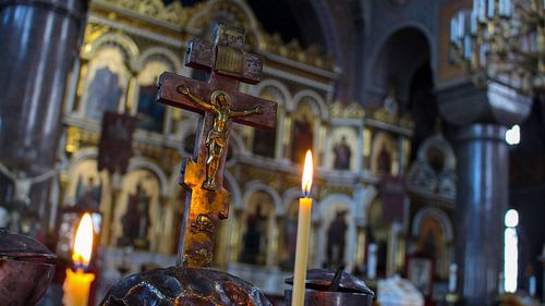 Beeldje van Jezus in een kerk in Helsinki, Finland