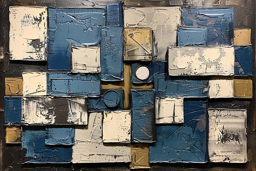 Abstract schilderij met rechthoeken en cirkels van Art & Soul Creations