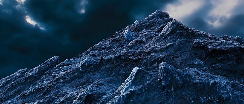 Snow-covered mountain under clouds by Poster Art Shop