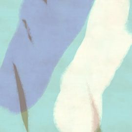Modern abstract minimalist painting in light blue and white by Dina Dankers