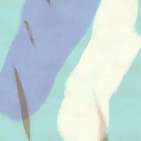 Peinture abstraite minimaliste moderne en bleu clair et blanc par Dina Dankers