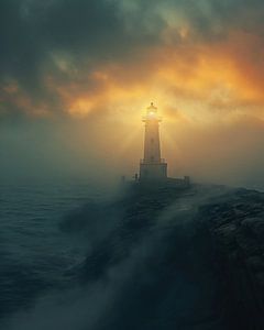 Leuchtturm im Nebel