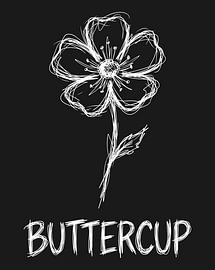 Minimalistisches Poster mit Strichzeichnung einer Butterblume – Schwarze Ausgabe von moveit store