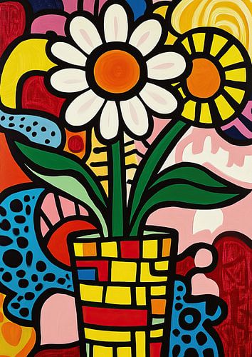 Blumenmalerei | Blume in bunter Vase