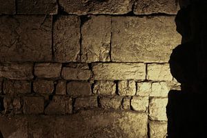 De Klaagmuur van binnenuit. Kerkers van de Tempelberg. Israël, Jeruzalem: de overblijfselen van de t van Michael Semenov