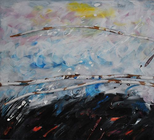 Bunte Äste in stürmischer See