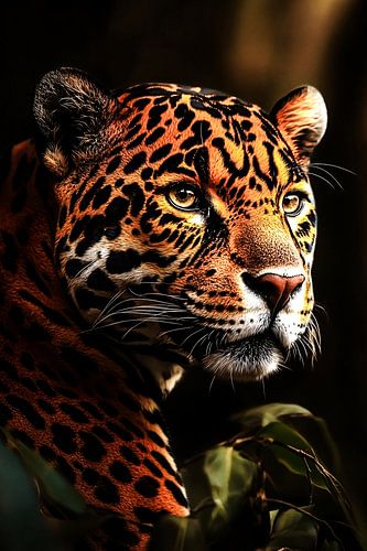 Majestueuze jaguar portret kunstwerk